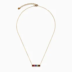 Effy Jewelry Mosaic 14K Yellow Gold Multi Color Gemstone and Diamond Collar Bone Bar Necklace | Necklaces & Pendants