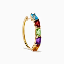 Effy Jewelry Mosaic 14K Yellow Gold Multi Color Gemstone Hoop Earrings | Earrings