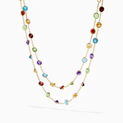 Effy Jewelry Mosaic 14K Yellow Gold Multi Color Gemstone and Diamond Necklace | Necklaces & Pendants