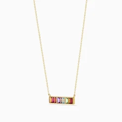 Effy Jewelry Mosaic 14K Yellow Gold Multi Color Gemstone and Diamond Collar Bone Bar Necklace | Necklaces & Pendants