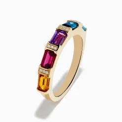 Effy Jewelry Mosaic 14K Yellow Gold Multi Color Gemstone and Diamond Ring | Rings