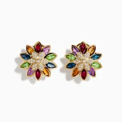 Effy Jewelry Mosaic 14K Yellow Gold Semi Precious and Diamond Earrings | Earrings