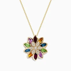Effy Jewelry Mosaic 14K Yellow Gold Semi Precious and Diamond Pendant | Necklaces & Pendants