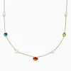Effy Jewelry Mosaic 14K Yellow Multi Color Gemstone and Fresh Water Pearl Station Necklace | Necklaces & Pendants
