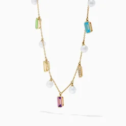 Effy Jewelry Mosaic 14K Yellow Multi Color Gemstone Freshwater Pearl and Diamond Necklace | Necklaces & Pendants