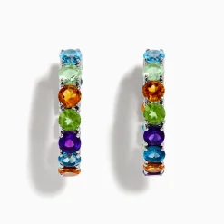 Effy Jewelry 925 Mosaic Sterling Silver Mulit Gemstone Hoop Earrings | Earrings