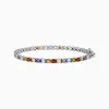 BH Multi Mosaic Sterling Silver Multi Gemstone Tennis Bracelet, 9.10 TCW | Bracelets