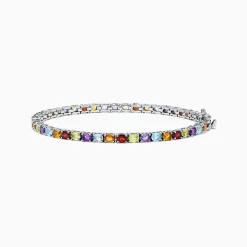BH Multi Mosaic Sterling Silver Multi Gemstone Tennis Bracelet, 9.10 TCW | Bracelets