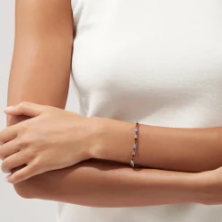 BH Multi Mosaic Sterling Silver Multi Gemstone Tennis Bracelet, 9.10 TCW | Bracelets