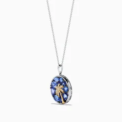 Effy Jewelry Nahla 925 Sterling Silver and 14K Yellow Gold Tanzanite u0026 Diamond Palm Tree Pendant | Necklaces & Pendants