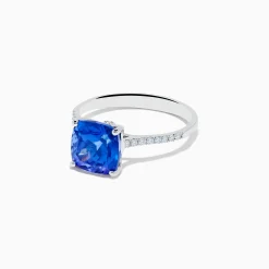 Effy Jewelry Nahla 14K White Gold Cusion Tanzanite and Diamond Ring | Rings