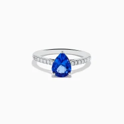 Effy Jewelry Nahla 14K White Gold Pear Tanzanite and Diamond Solitaire Ring | Rings
