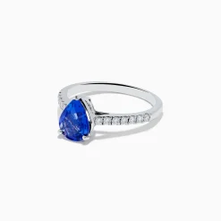 Effy Jewelry Nahla 14K White Gold Pear Tanzanite and Diamond Solitaire Ring | Rings