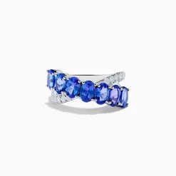 Effy Jewelry Nahla 14K White Gold Tanzanite and Diamond Criss Cross Ring | Rings