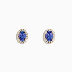 Effy Jewelry Nahla 14K Yellow Gold Tanzanite and Diamond Stud Earrings | Earrings