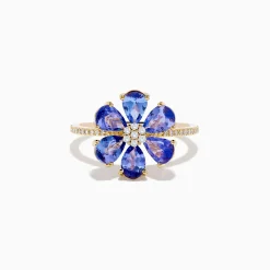 Effy Jewelry Nahla 14K Yellow Gold Tanzanite and Diamond Flower Ring | Rings