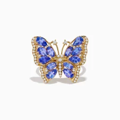Effy Jewelry Nahla 14K Yellow Gold Tanzanite and Diamond Butterfly Ring | Rings