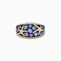 Effy Jewelry Nahla 14K Yellow Gold Tanzanite and Diamond Starfish Ring | Rings