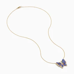 Effy Jewelry Nahla 14K Yellow Gold Tanzanite and Diamond Butterfly Necklace | Necklaces & Pendants