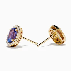 Effy Jewelry Nahla 14K Yellow Gold Tanzanite and Diamond Stud Earrings | Earrings