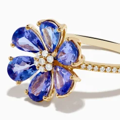 Effy Jewelry Nahla 14K Yellow Gold Tanzanite and Diamond Flower Ring | Rings