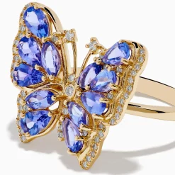 Effy Jewelry Nahla 14K Yellow Gold Tanzanite and Diamond Butterfly Ring | Rings