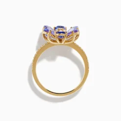 Effy Jewelry Nahla 14K Yellow Gold Tanzanite and Diamond Flower Ring | Rings