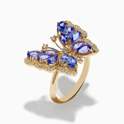 Effy Jewelry Nahla 14K Yellow Gold Tanzanite and Diamond Butterfly Ring | Rings