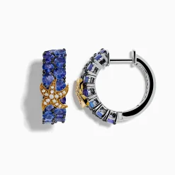 Effy Jewelry Nahla Siri 925 Silver u0026 18KY Tanzanite and Diamond Starfish Earrings | Earrings