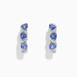 BH Multi Nahla Siri 14K Gold Tanzanite u0026 Diamond Hoop Earrings, 2.43 TCW | Earrings