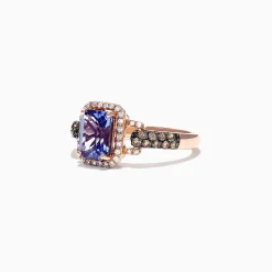 Effy Jewelry Nahla Siri 14K Rose Gold Emerald Cut Tanzanite and Diamond Ring, 1.72 TCW | Rings
