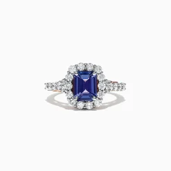 Effy Jewelry Nahla Siri 14K Two Tone Gold Emerald Cut Tanzanite and Diamond Ring, 2.32 TCW | Rings