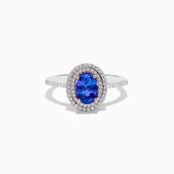 Effy Jewelry Nahla Siri 14K Two Tone Tanzanite and Diamond Double Halo Ring | Rings
