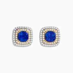 Effy Jewelry Nahla Siri 14K White u0026 Yellow Gold Tanzanite and Diamond Stud Earrings | Earrings