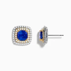 Effy Jewelry Nahla Siri 14K White u0026 Yellow Gold Tanzanite and Diamond Stud Earrings | Earrings