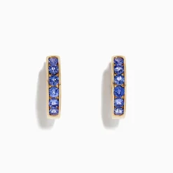 BH Multi Nahla Siri 14K Yellow Gold Tanzanite Hoop Earrings, 1.37 TCW | Earrings
