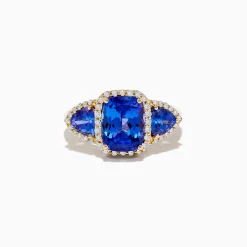 Effy Jewelry Nahla Siri 14K Yellow Gold Tanzanite and Diamond 3 Stone Ring | Rings