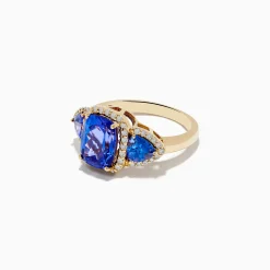Effy Jewelry Nahla Siri 14K Yellow Gold Tanzanite and Diamond 3 Stone Ring | Rings
