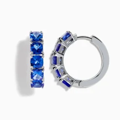 Effy Jewelry Nahla Siri Sterling Silver Cushion Cut Tanzanite 7/8" Hoop Earrings | Earrings