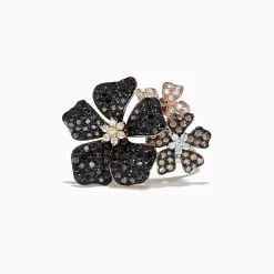 Effy Jewelry Nature 14K Gold Black, Espresso u0026 White Diamond Flower Ring, 2.04 TCW | Rings
