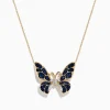 Effy Jewelry Nature 14K Gold Blue Sapphire and Diamond Butterfly Necklace | Necklaces & Pendants