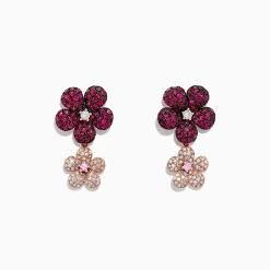 Effy Jewelry Nature 14K Gold Ruby, Sapphire u0026 Diamond Flowers Earrings, 1.80 TCW | Earrings