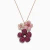 Effy Jewelry Nature 14K Gold Ruby, Sapphire and Diamond Flowers Pendant, 3.02 TCW | Necklaces & Pendants