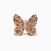 Effy Jewelry Nature 14K Rose Gold Espresso and White Diamond Butterfly Ring | Rings