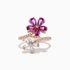 Effy Jewelry Nature 14k Rose Gold Pink and White Sapphire Flower Diamond ring | Rings