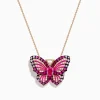 Effy Jewelry Nature 14K Rose Gold Pink Sapphire Ruby and Diamond Butterfly Pendant | Necklaces & Pendants