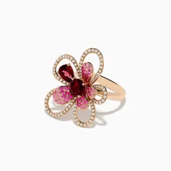Effy Jewelry Nature 14K Rose Gold Pink Sapphire Rhodolite and Diamond Ring | Rings