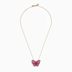 Effy Jewelry Nature 14K Rose Gold Pink Sapphire Ruby and Diamond Butterfly Pendant | Necklaces & Pendants