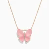 BH Multi Nature 14K Rose Gold Rose Quartz and Diamond Butterfly Pendant | Necklaces & Pendants