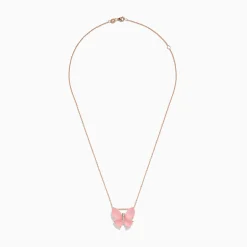 BH Multi Nature 14K Rose Gold Rose Quartz and Diamond Butterfly Pendant | Necklaces & Pendants
